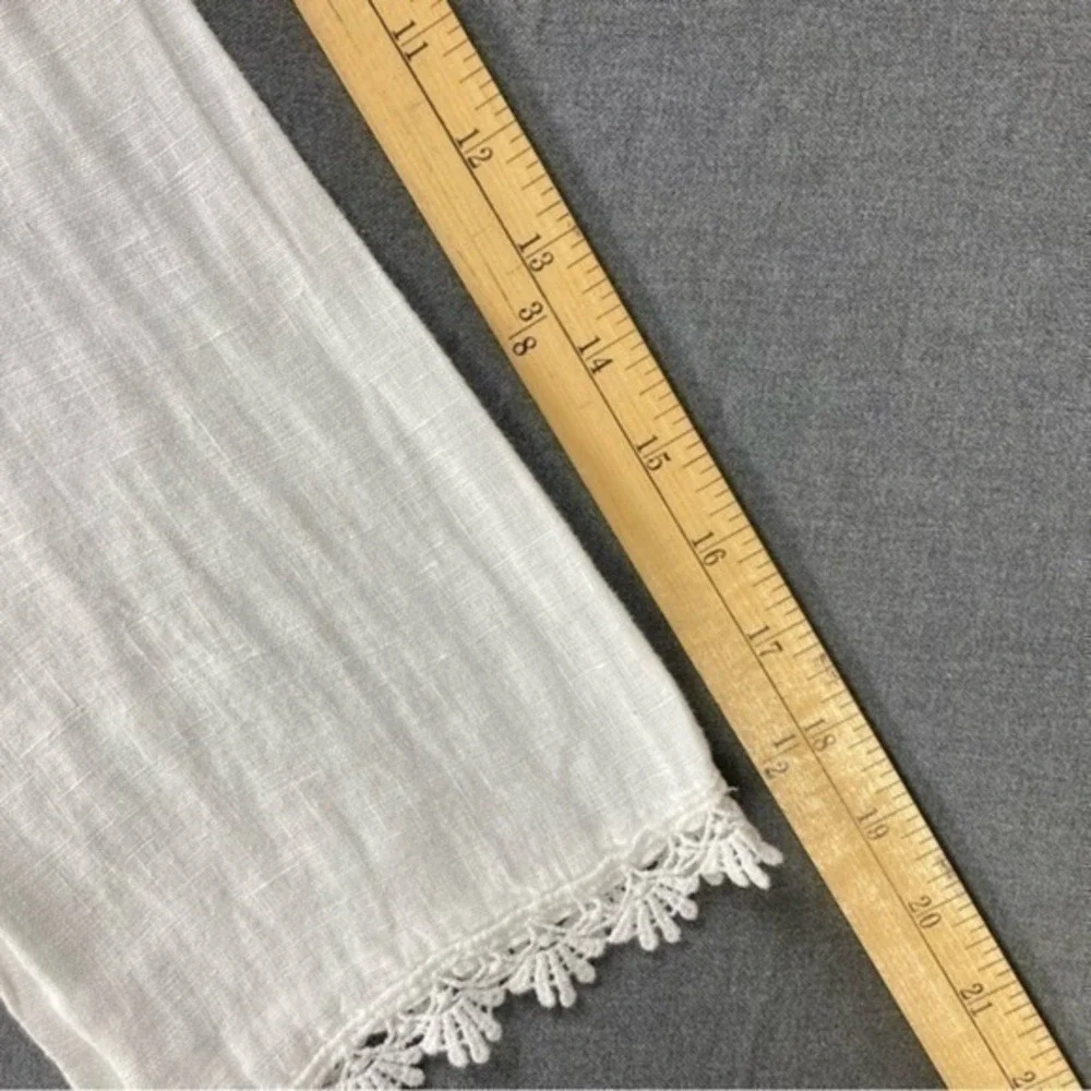 Luisa Ricci Linen Lace Tunic Beach Coverup Dress Women Medium White Cottagecore - Picture 12 of 13